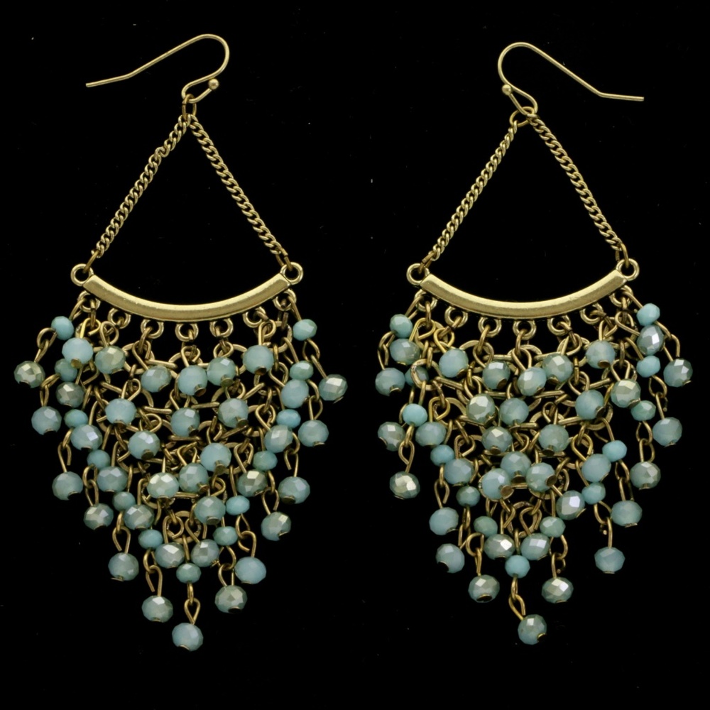 Express Chandelier-Earrings Blue/Gold NWT - Picture 4 of 4
